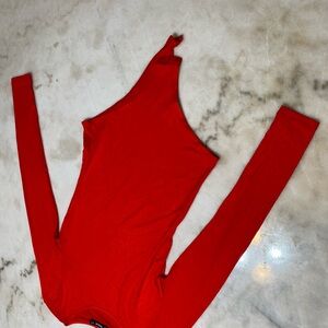 SHEIN Red One-Shoulder Top